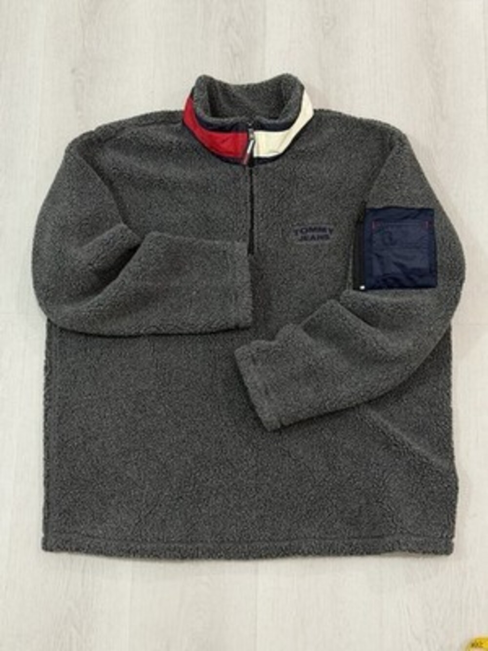 Vintage 90s Tommy Hilfiger Deep Pile Fleece Quarter Zip Pull Over Sweater Large